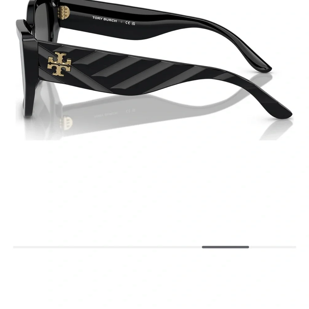 Tory Burch Black Cat-Eye Sunglasses with Gold Logo